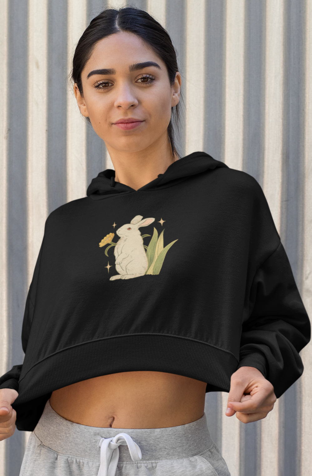 Alice's Wonderland Rabbit Crop Hoodie