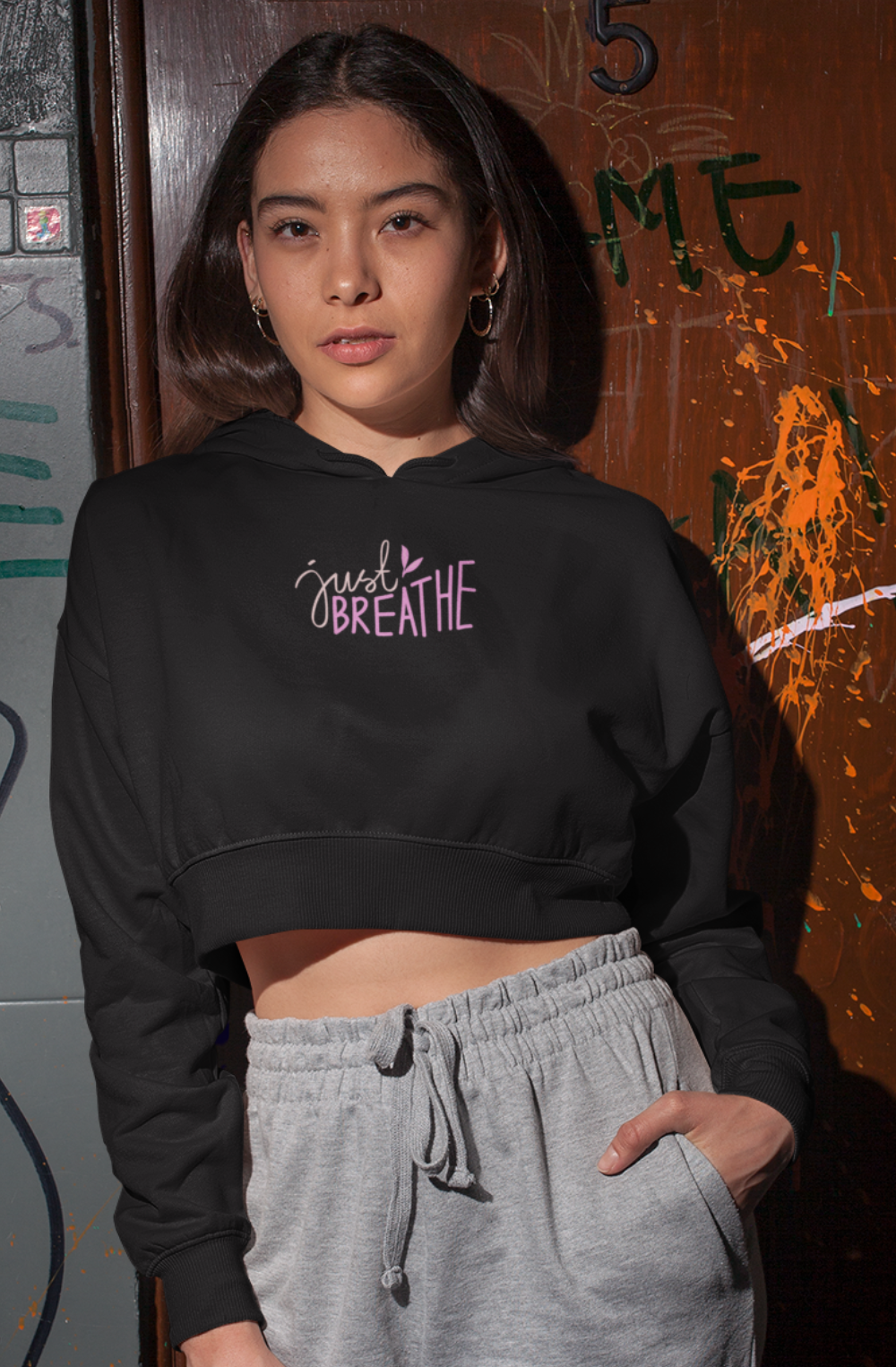 Just Breathe Crop Hoodie