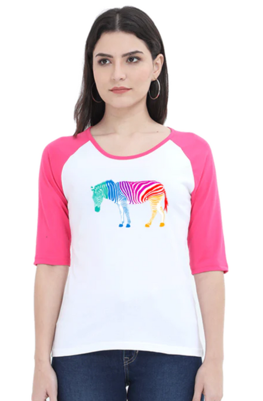 Zebra Raglan Sleeves Tee