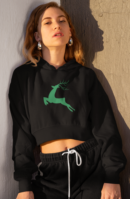 Reindeer Crop Hoodie