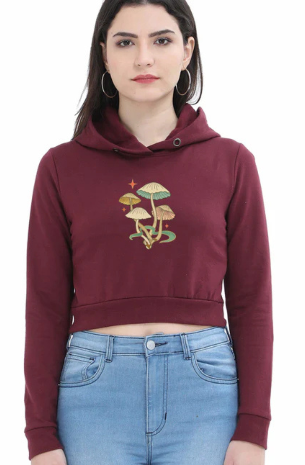 Enchanted Mushroom Cluster Crop Hoodie