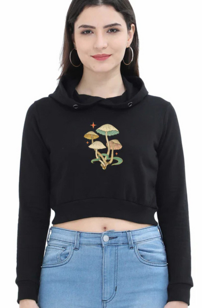 Enchanted Mushroom Cluster Crop Hoodie